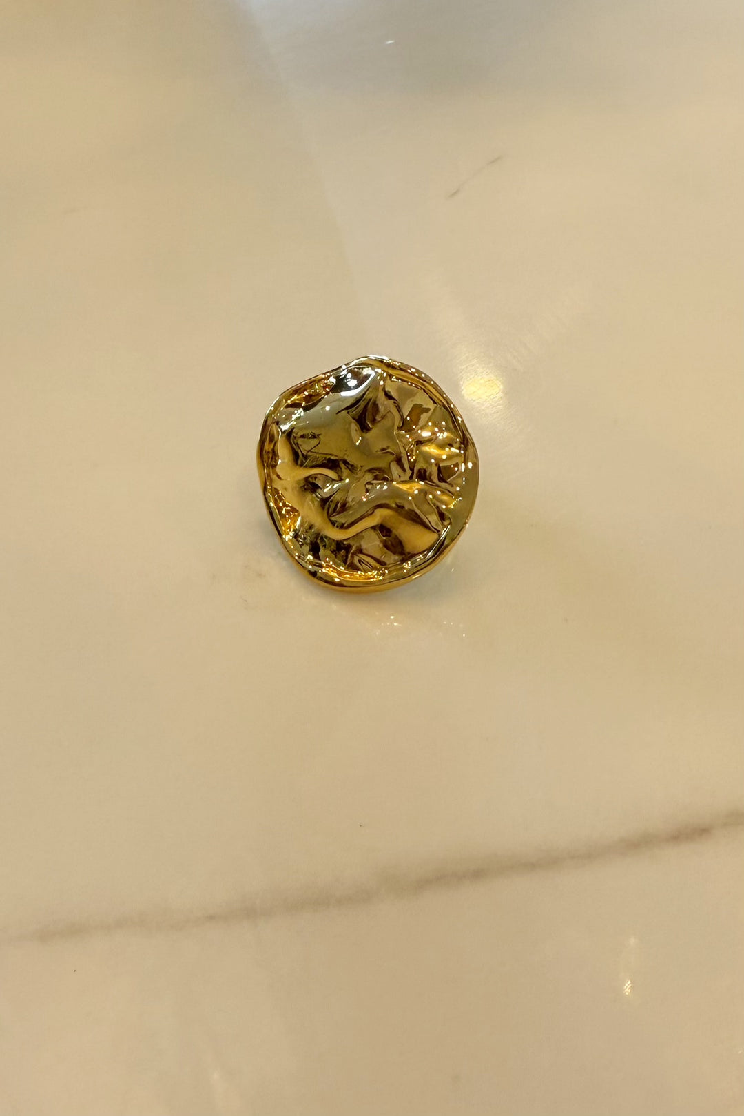 Abstract indented open cuff ring (Gold)
