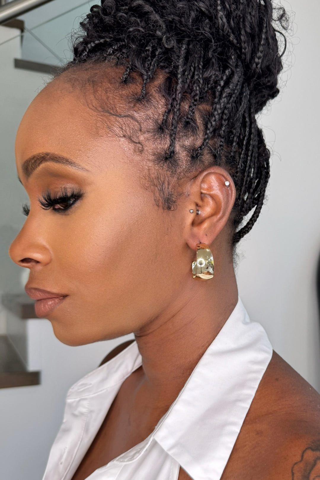 Thick Gold half hoop earring