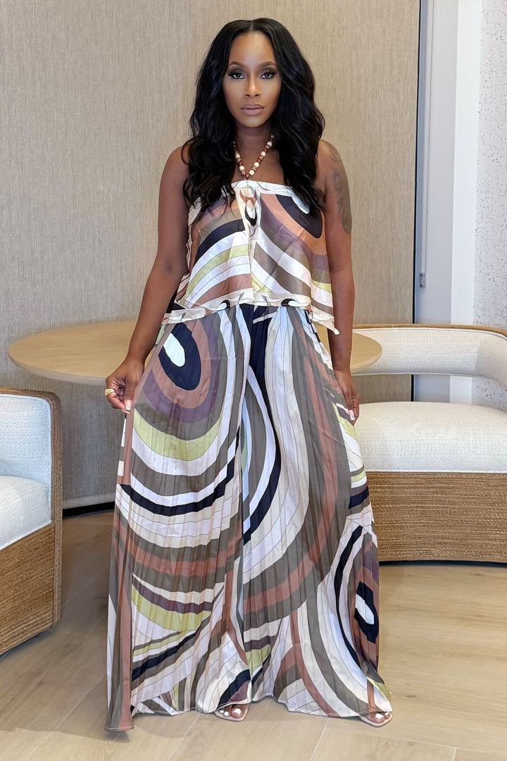 Geo Abstract Pant Set (Brown Multi)