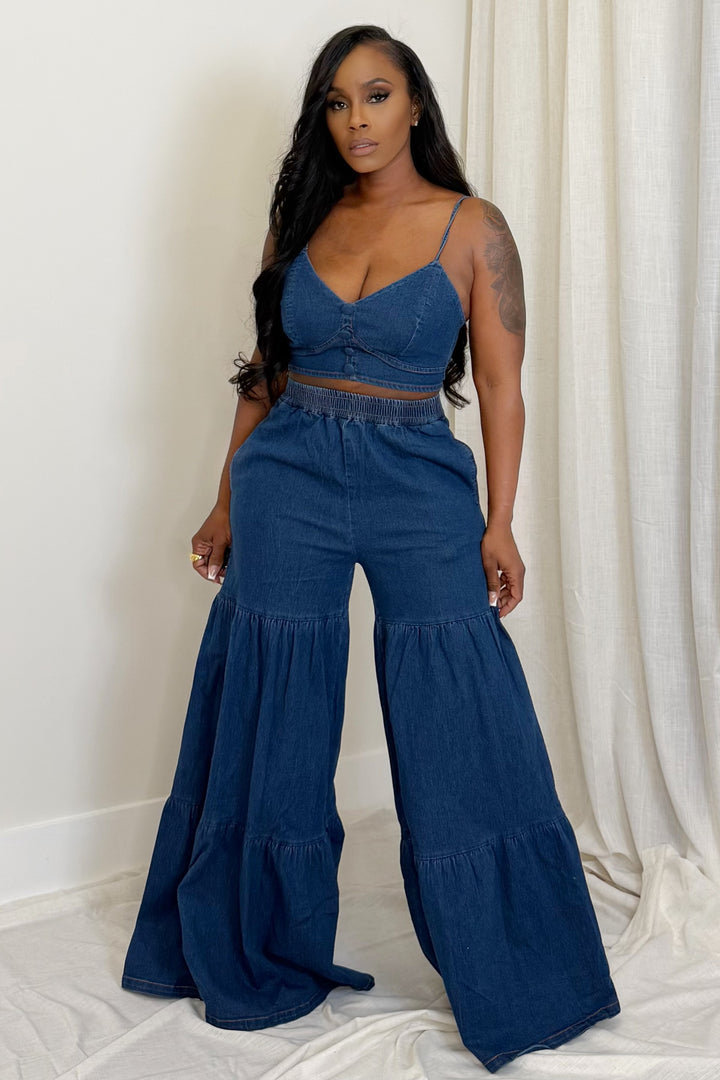 Denim Affair Pant set (Dark Wash)