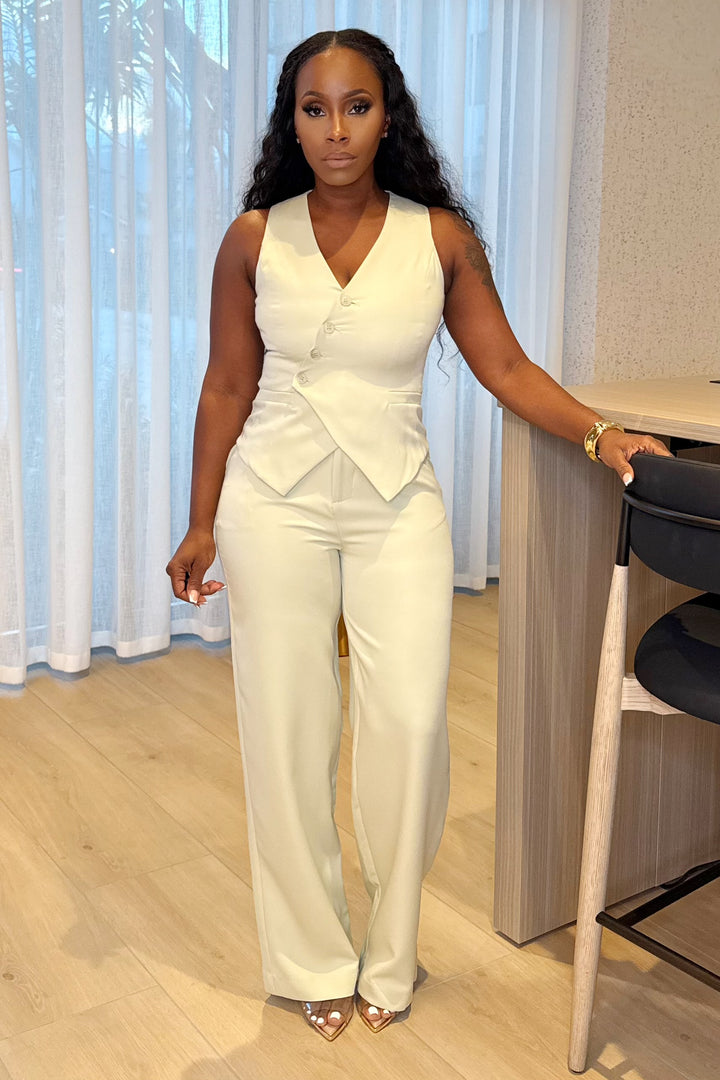 Lap Over Vest Pant Set (Mint)