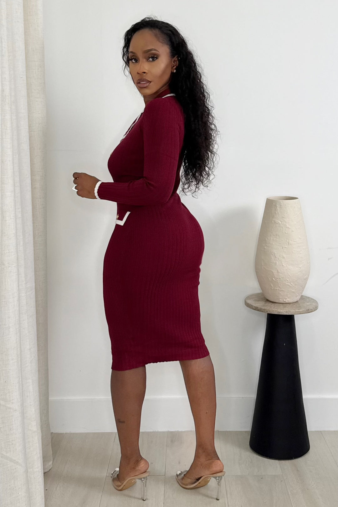 The Bordeaux Luxe Blazer Dress (Burgundy)