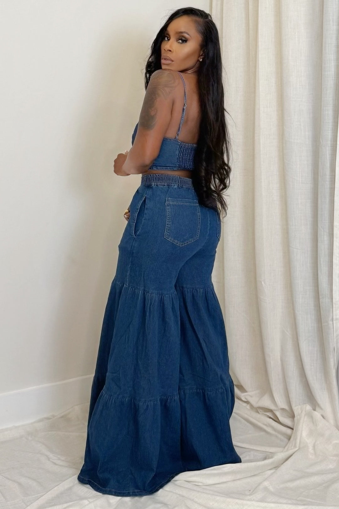 Denim Affair Pant set (Dark Wash)