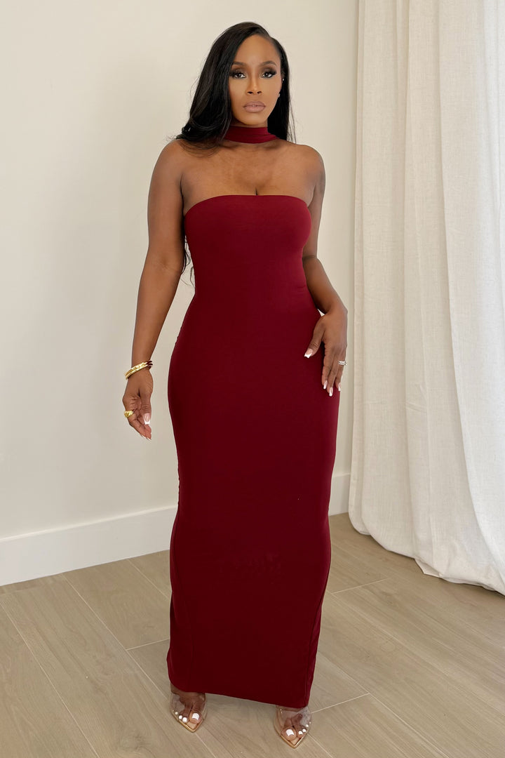The Bordeaux Nights Bodycon Dress (Burgundy)