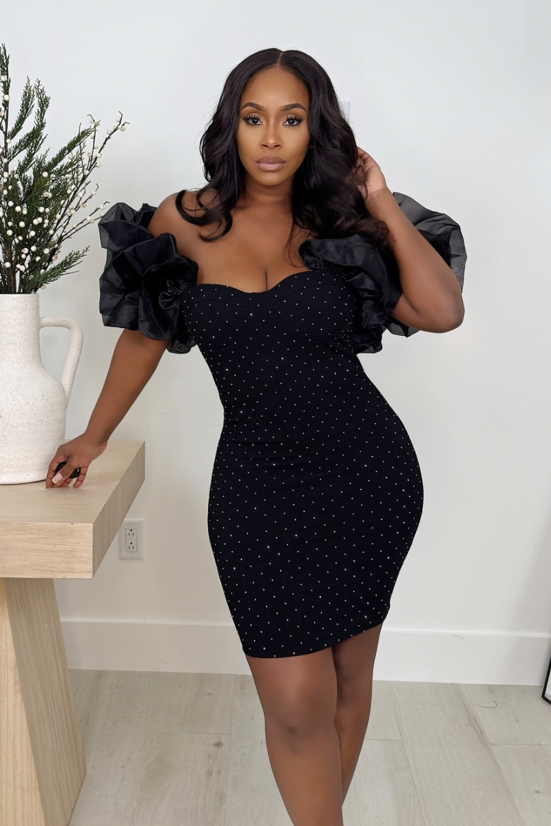Diamonds In The Rough Mini Dress (Black)