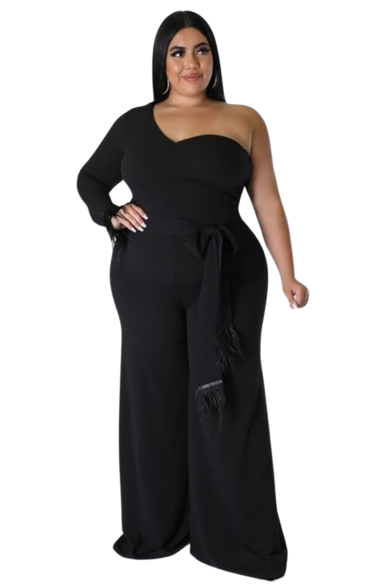 Lux Night One Shoulder Jumpsuit (Black)