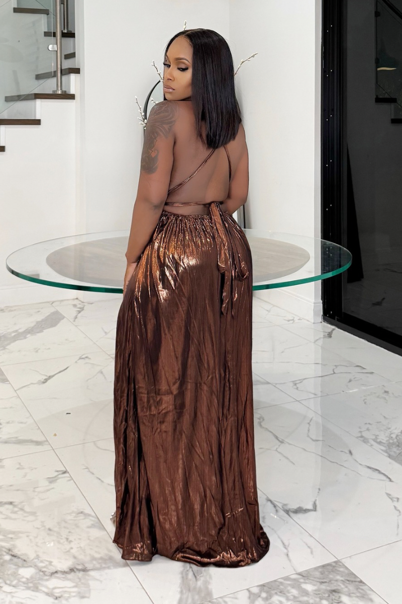 A Moment In Time High Slit Back Out Maxi (Bronze)