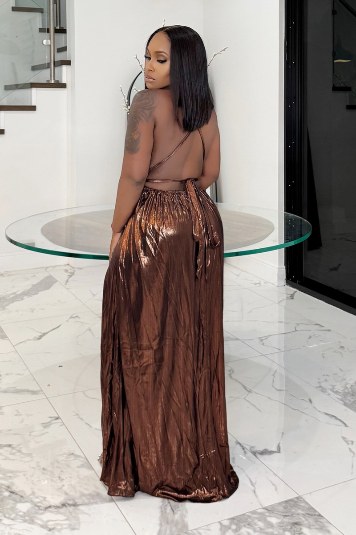 A Moment In Time High Slit Back Out Maxi (Bronze)