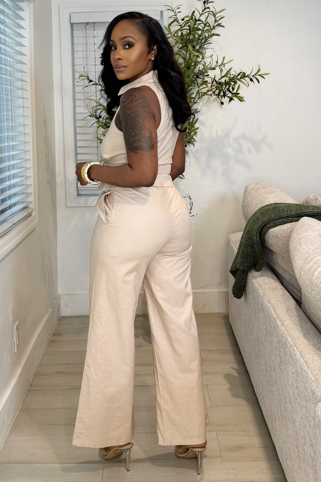 Let’s Tie Things Up Pant Set (Mocha)