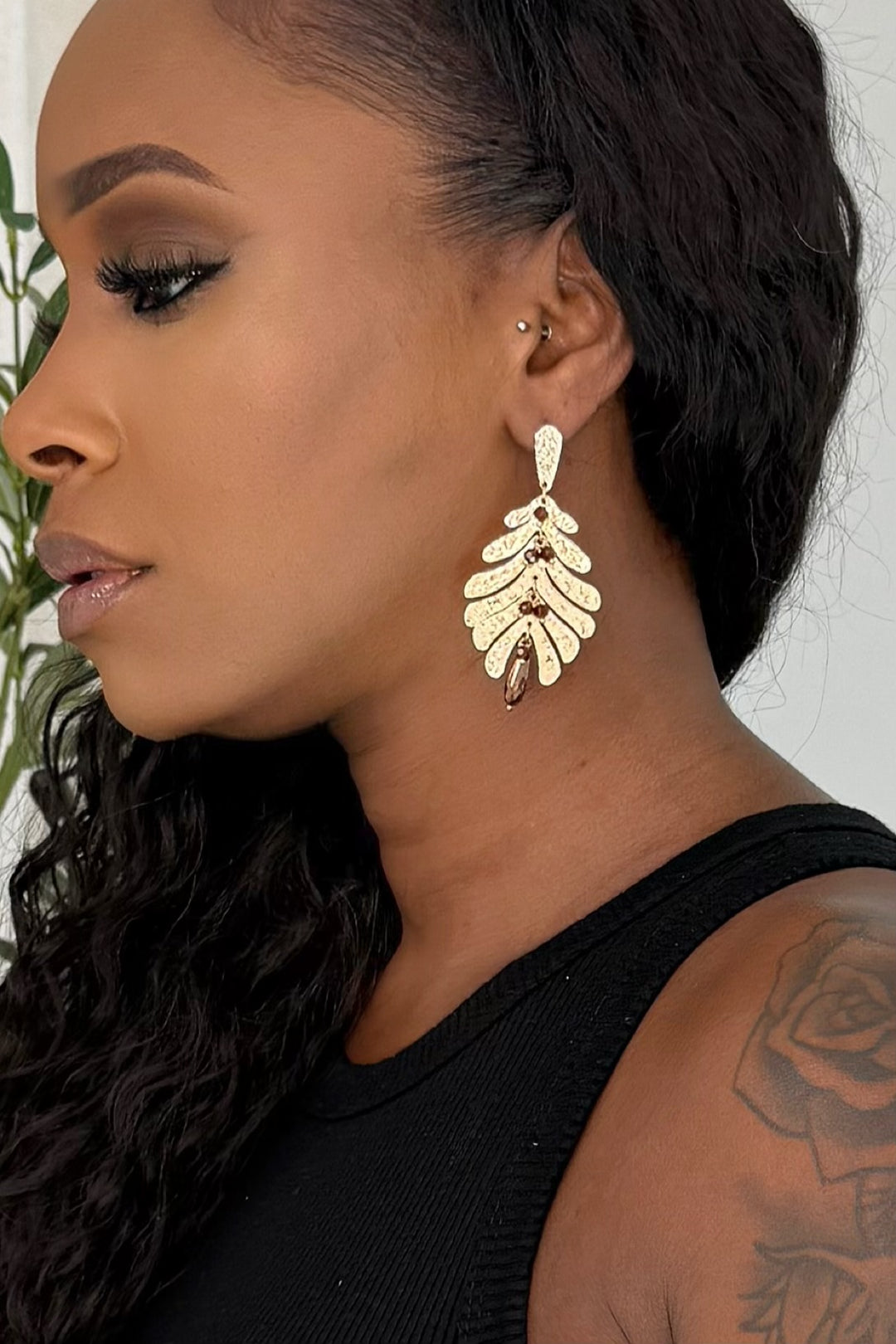Flower drop earrings