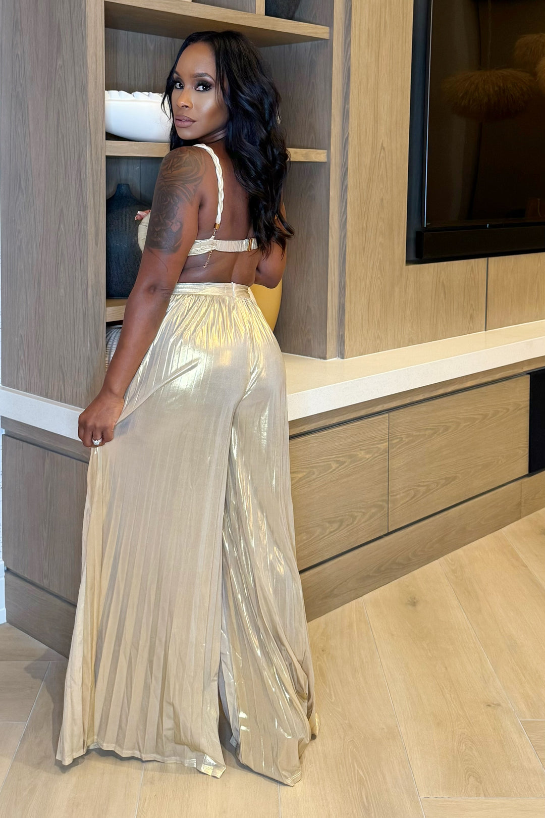 Chic Glam Bra & Pant Set Gold