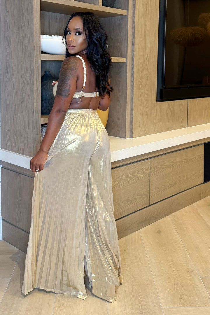 Chic Glam Bra & Pant Set Gold