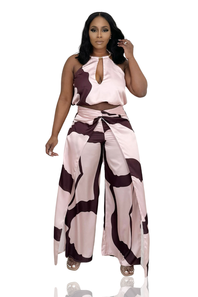 Sunset Hour Pant Set (Brown & Rose)
