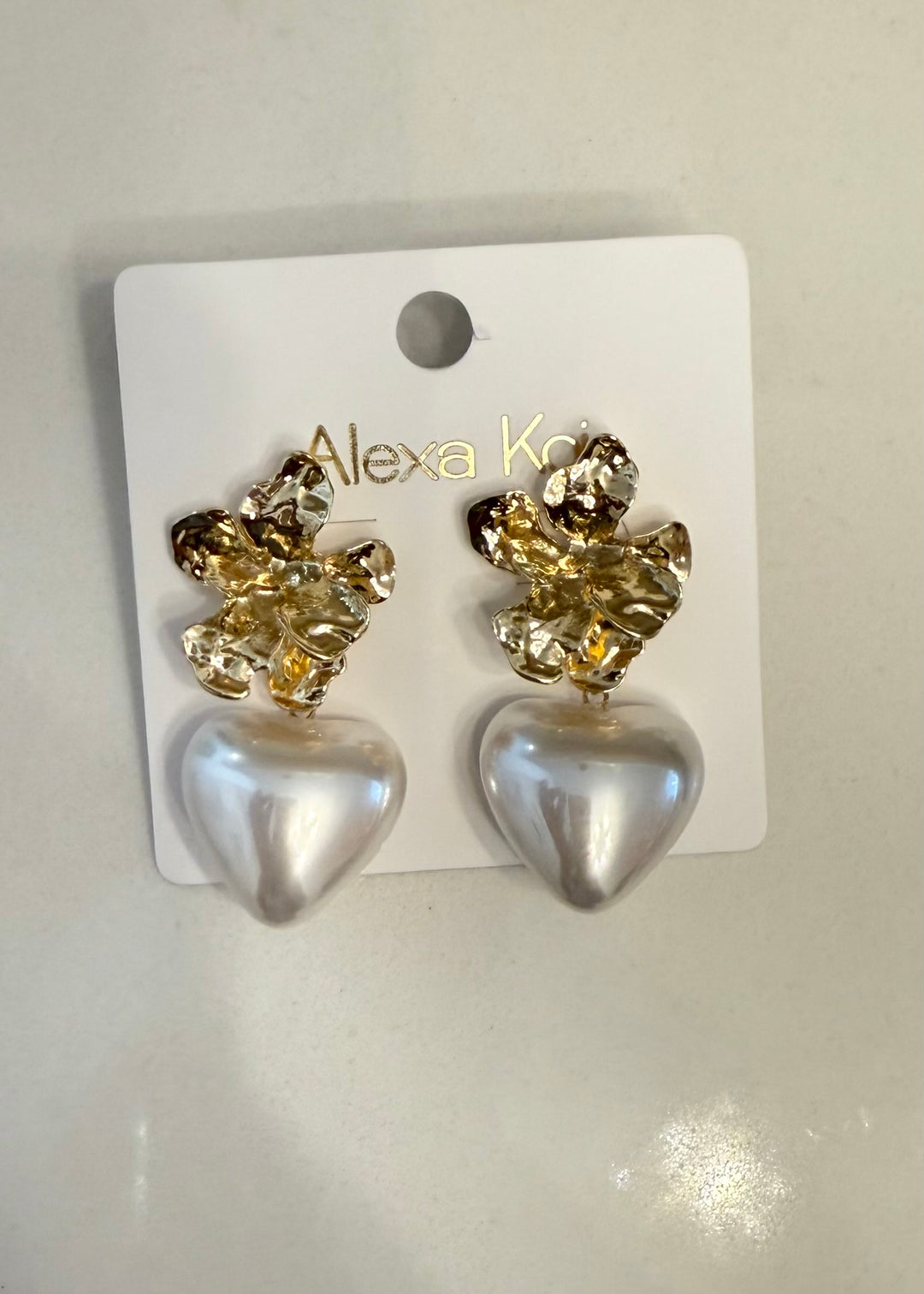 Heart & Pearl drop earrings