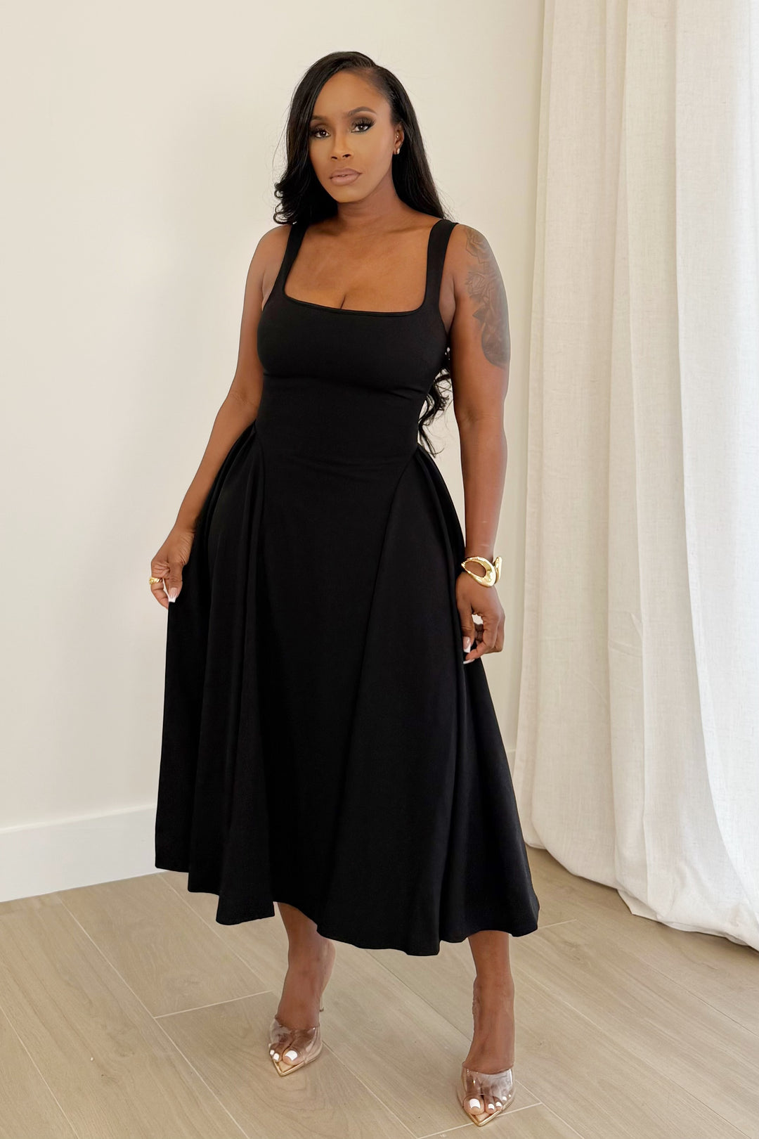 The Noir Essence Skater Dress (Black)