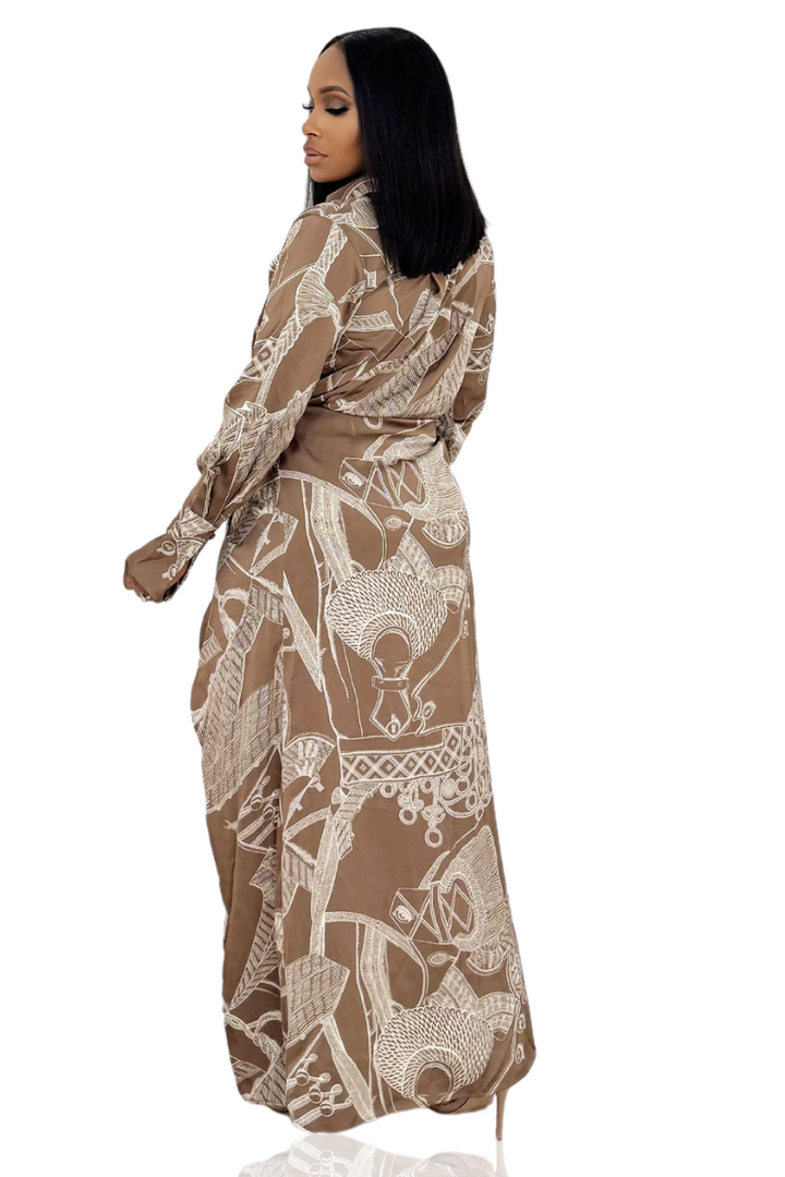 Classy On The Edge Wrap Maxi Dress (Nude & Ivory)