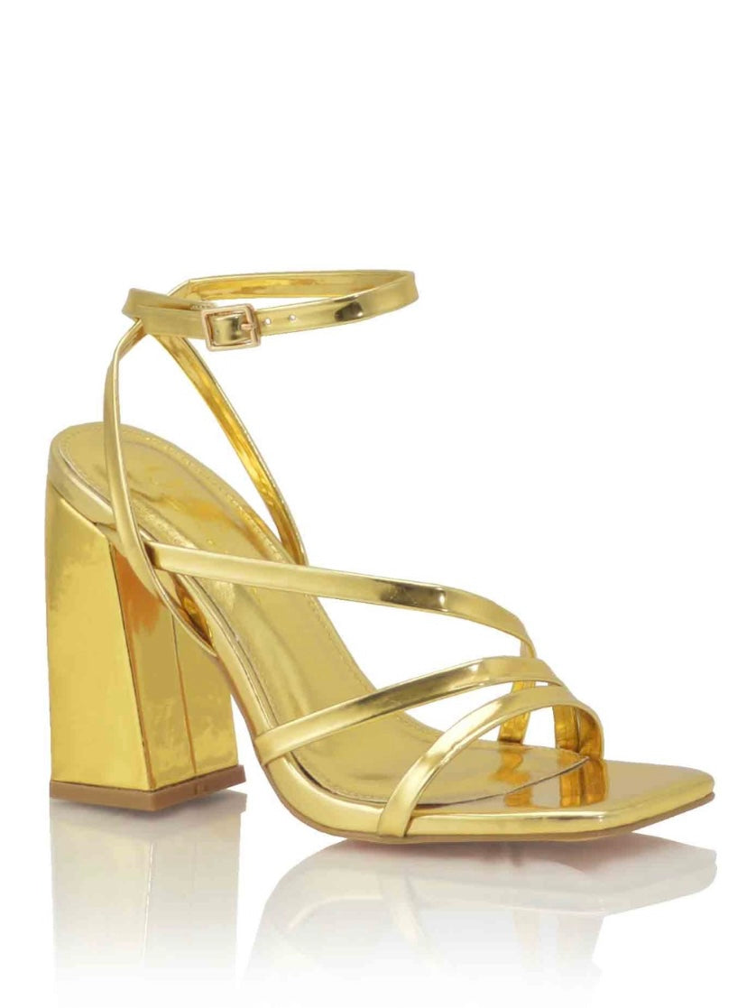 Netty Tripple Block Heel (Gold)