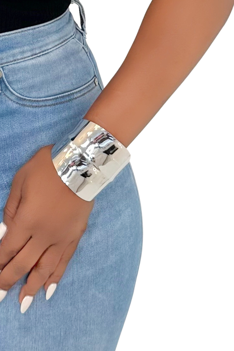 Open Cuff Thick Bracelet (Silver)