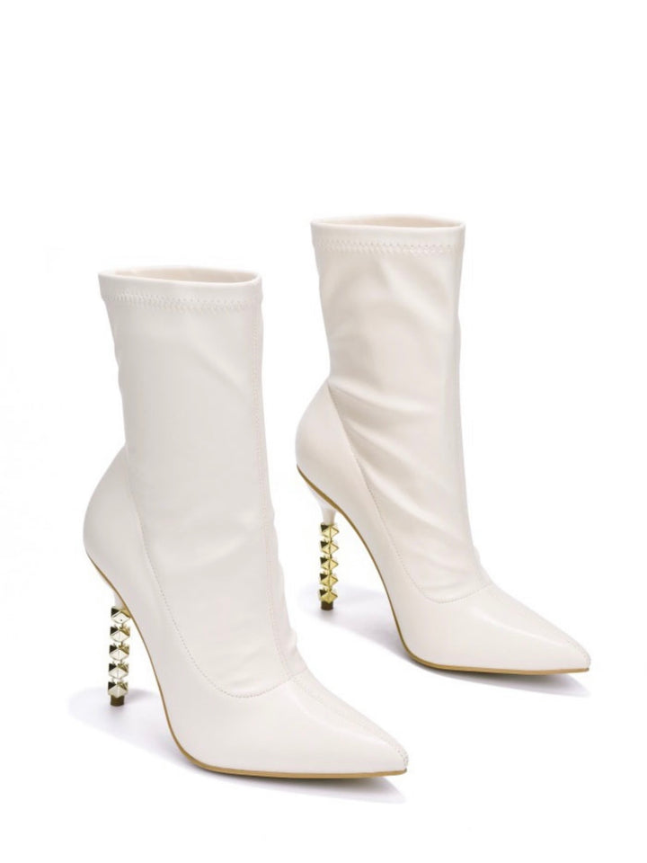 Diamond Heel Booties (Off White)