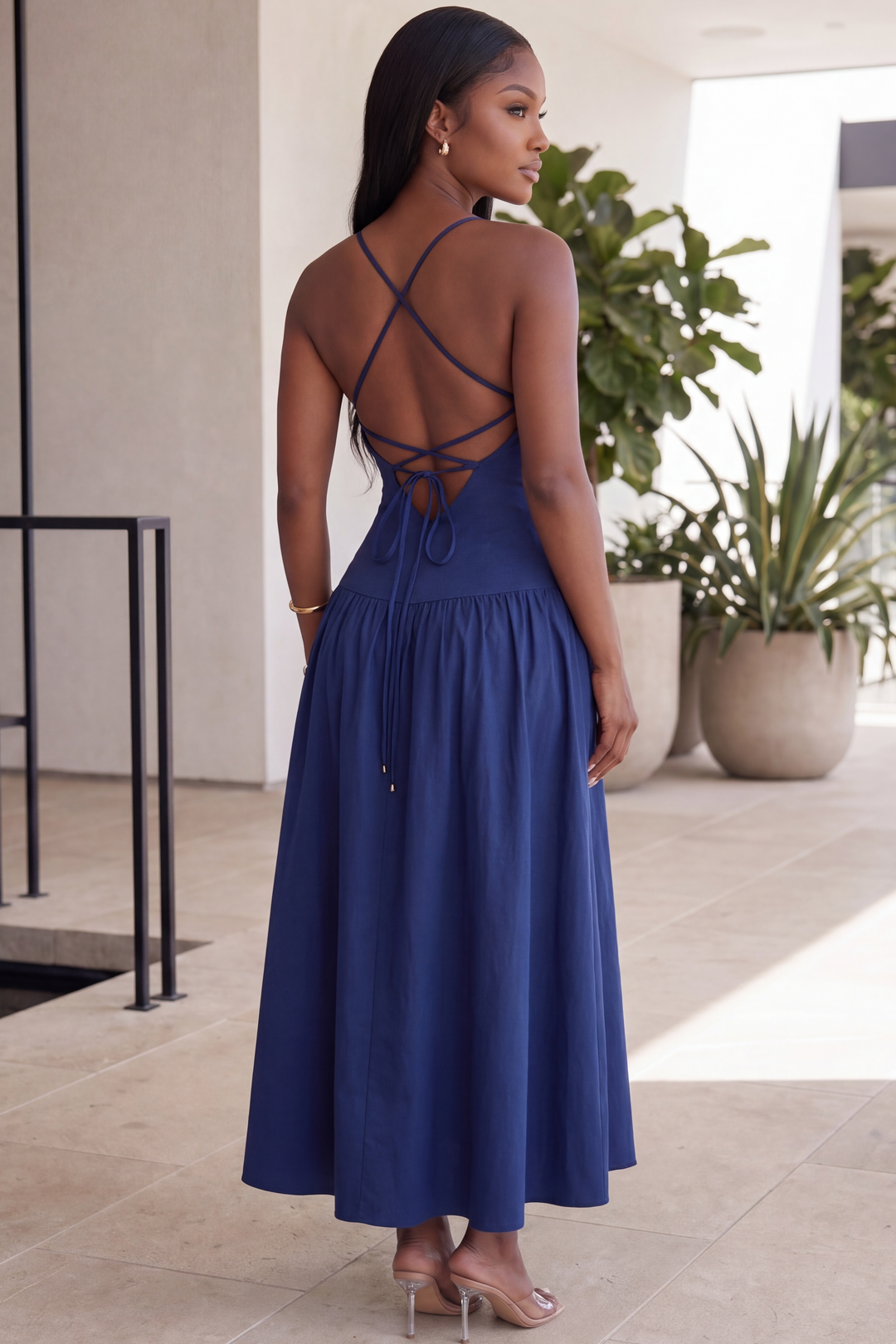The Vivienne Drop Waist Midi Dress [Cobalt Blue]