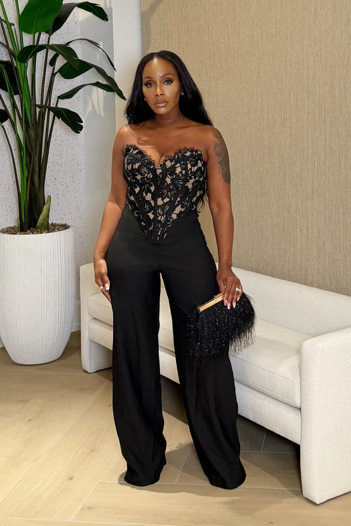 Midnight Lace Authority Jumpsuit (Black)