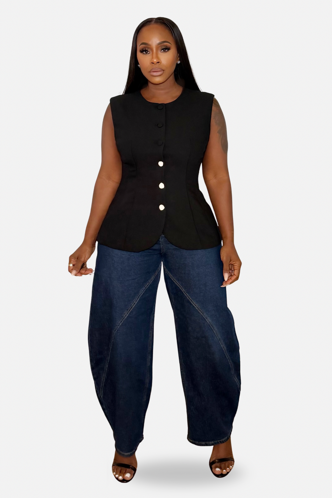 The Power Move Peplum Vest Top [Black]