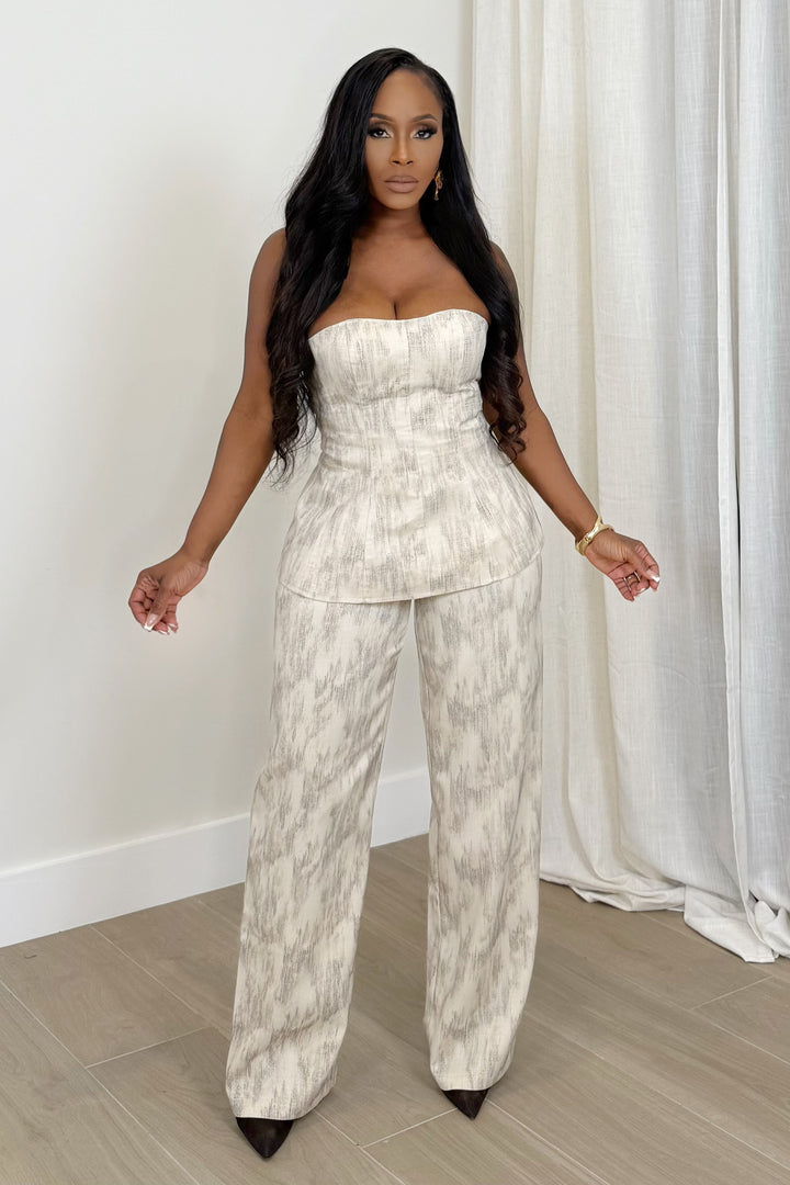 Champagne Hour Bustier Pant Set (Bone)