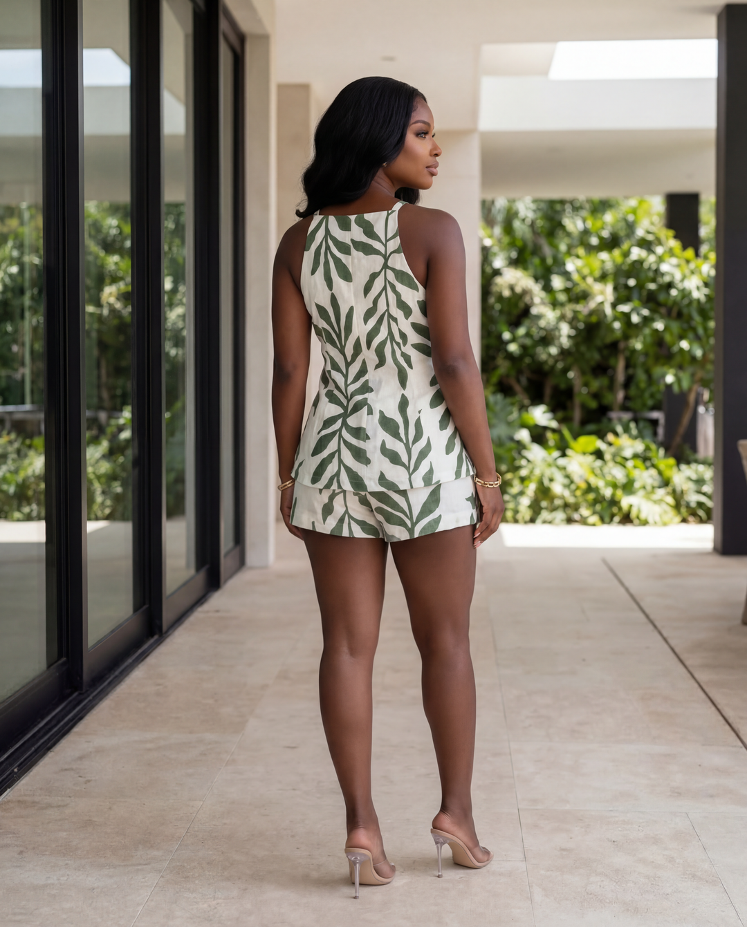Palm Escape Short Set [Olive Leaf]