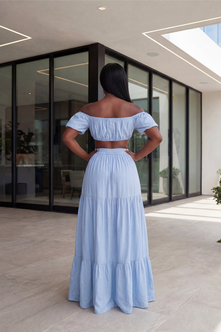 Sky Serenity Two-Piece Skirt Set [Powder Blue]