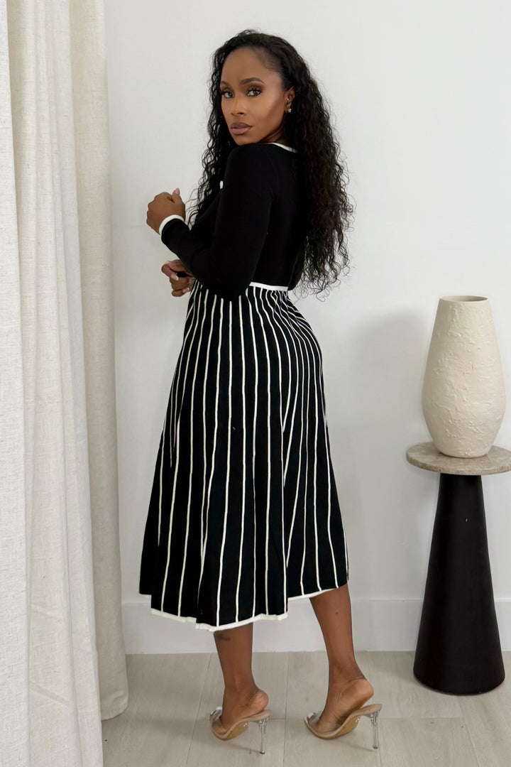 The uptown classic midi dress (black & white)