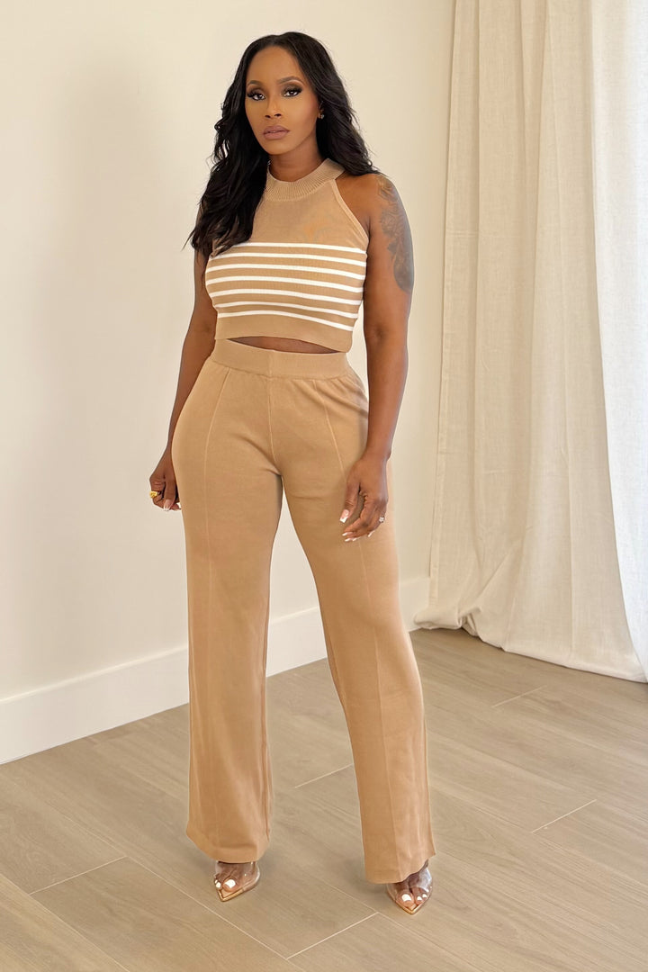 Crop Sleeveless knit Set (Nude)