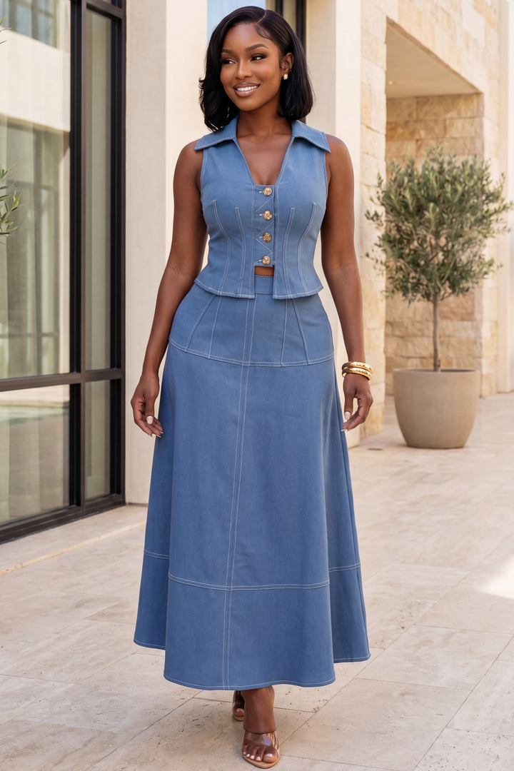 The Uptown Denim Elegance Set [Chambray Blue]