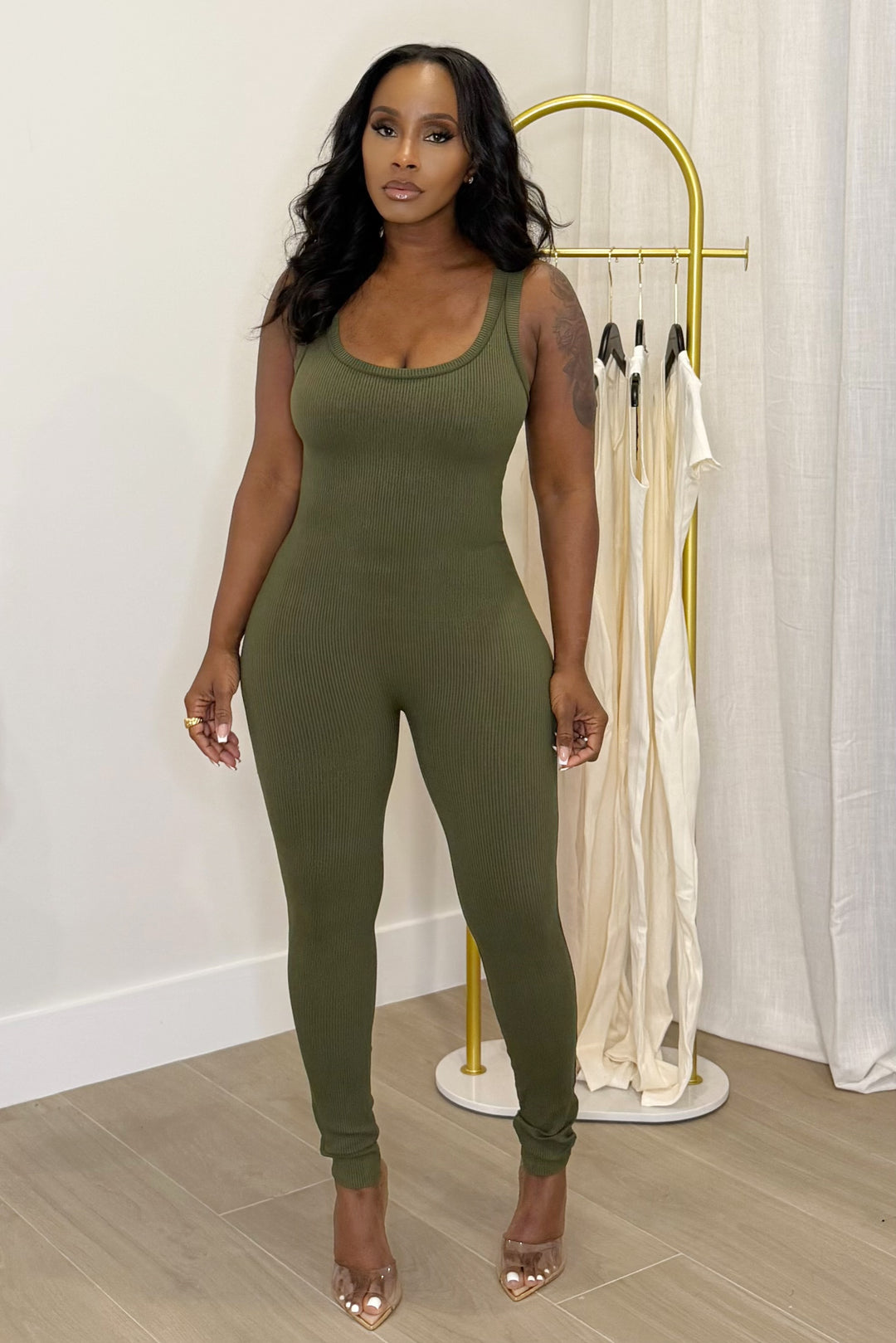 The snatched sleeveless jumpsuit
