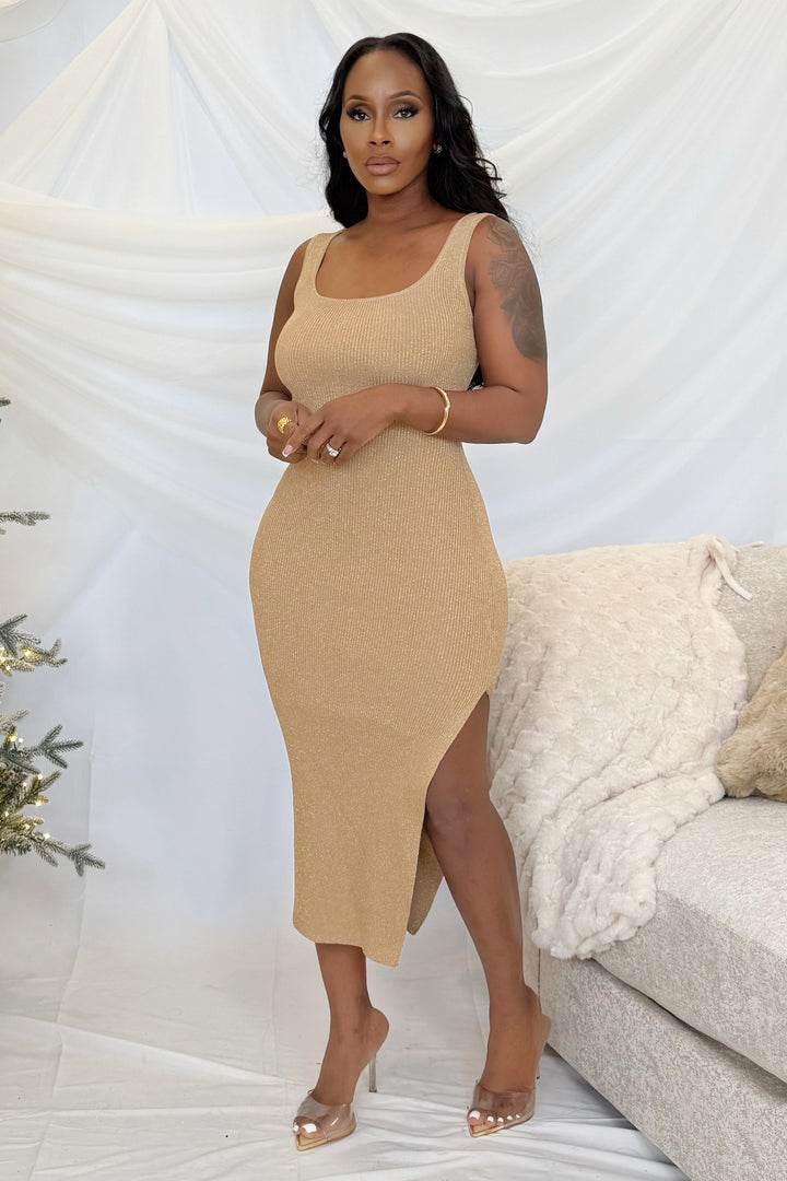 Simple ribbed split Dress