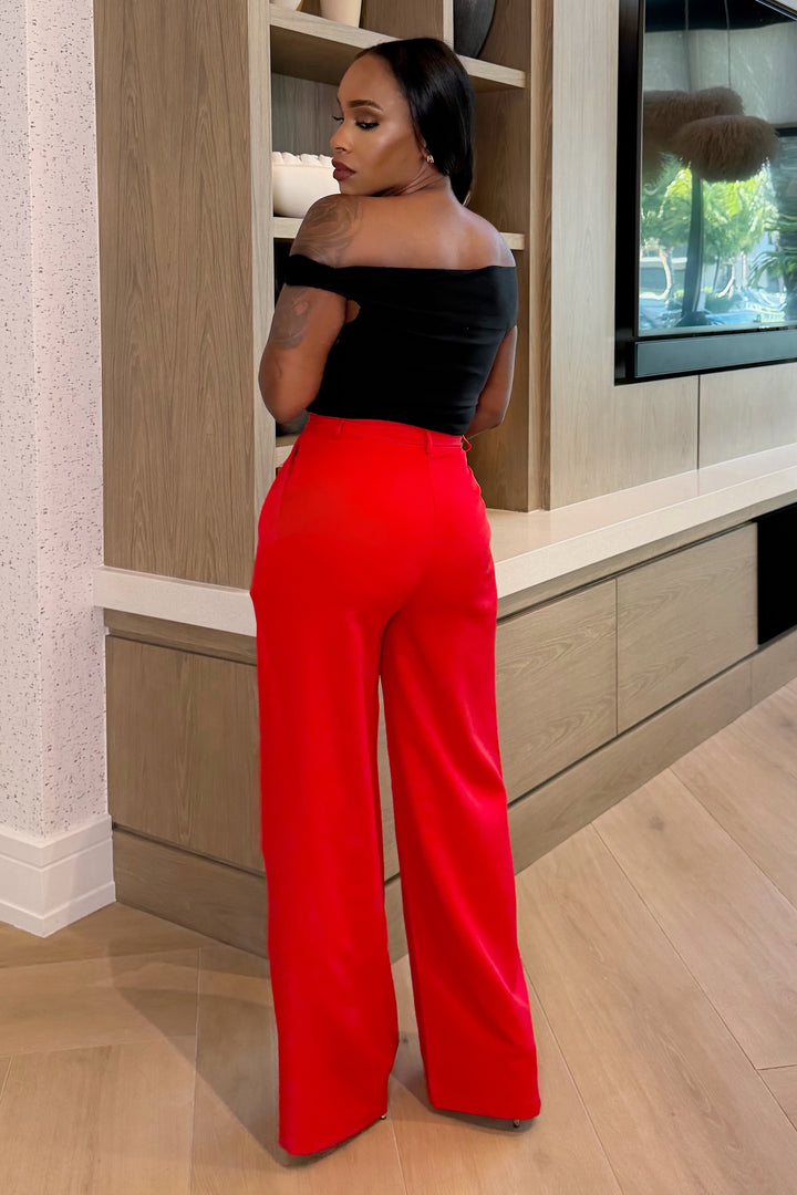 Go with the Flow Wide-Leg Pants [Red]