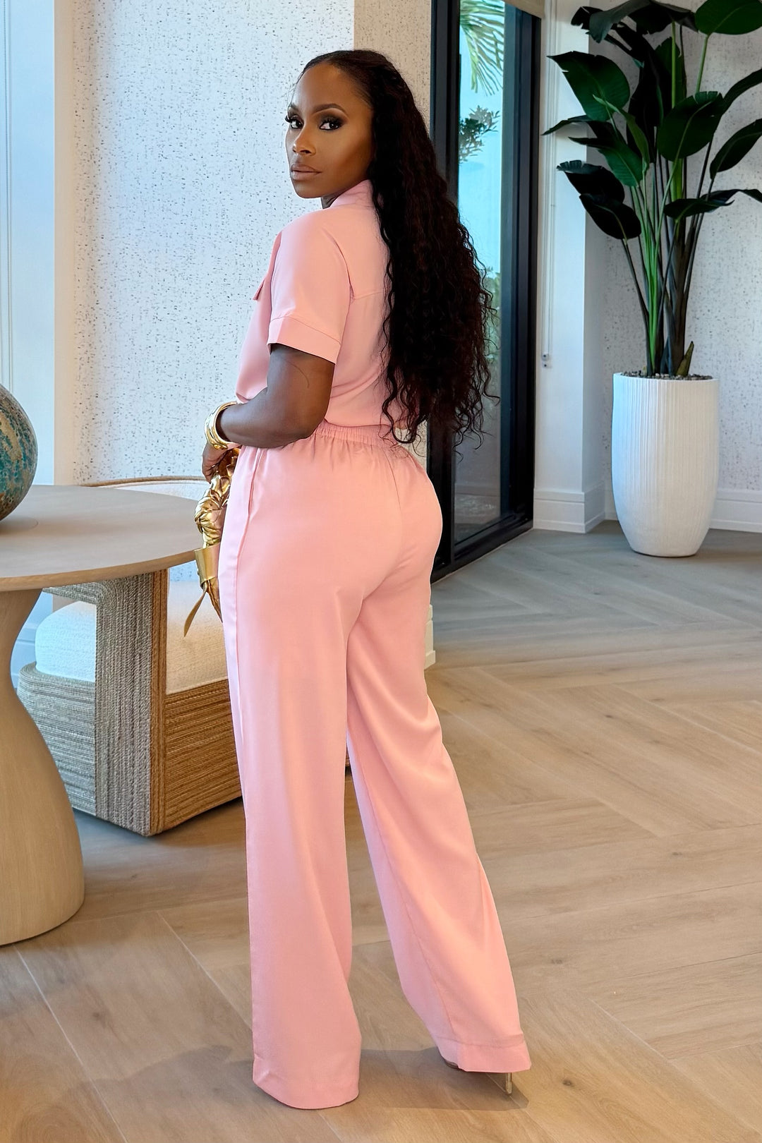 Classy Casual pants and top set (blush)