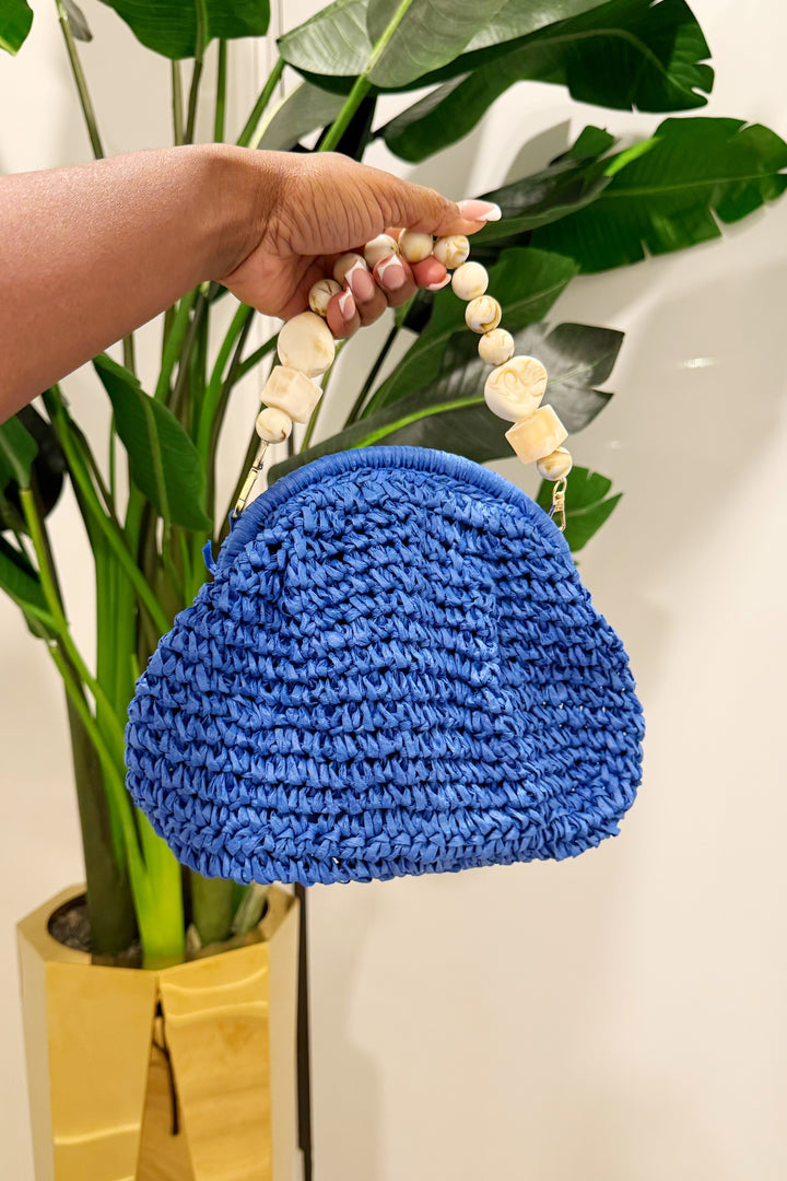 Straw & Beaded handle handbag