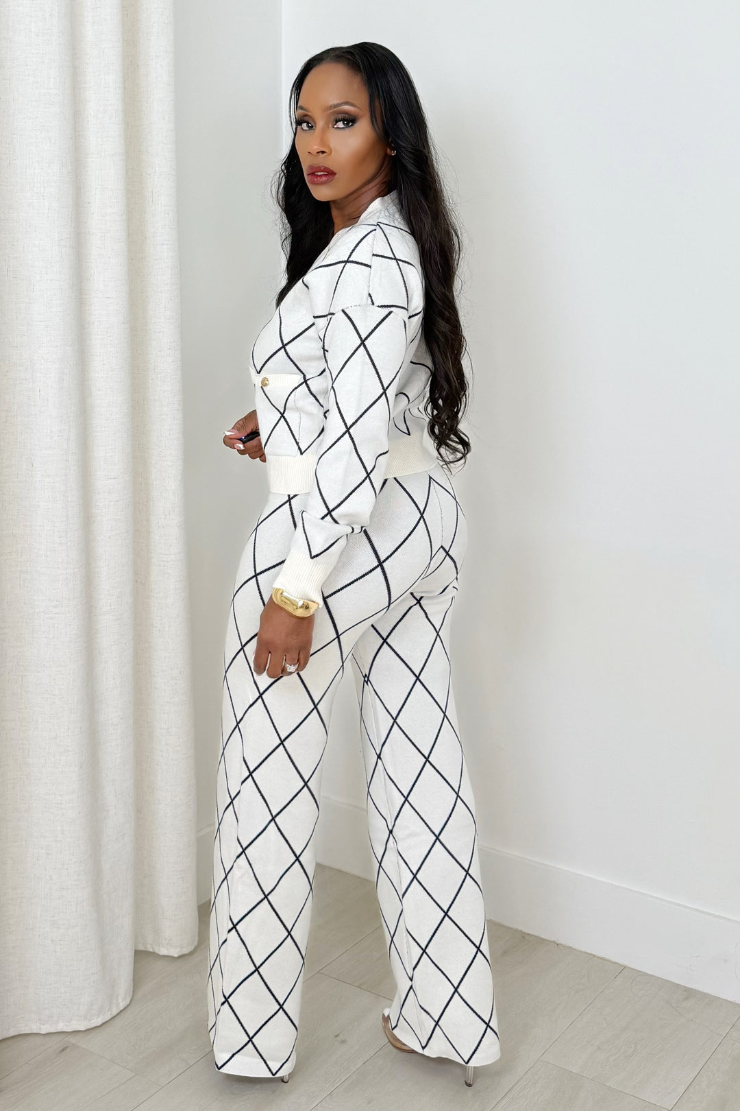 The Monaco Knit Set (white & Navy)