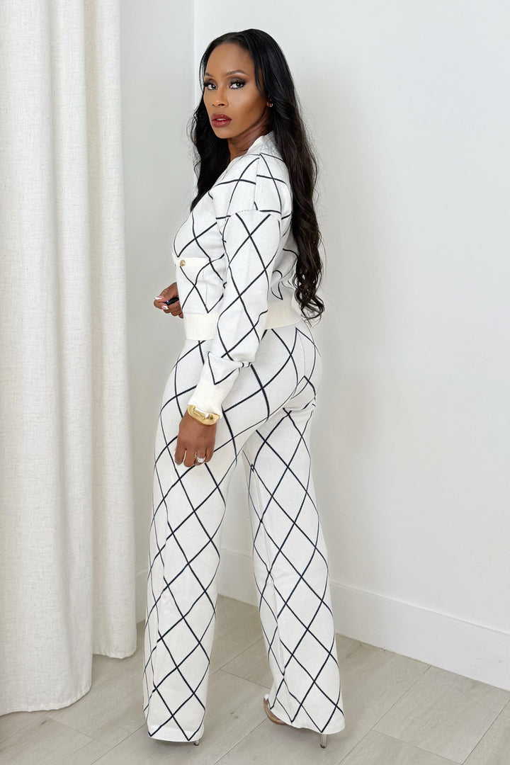 The Monaco Knit Set (white & Navy)