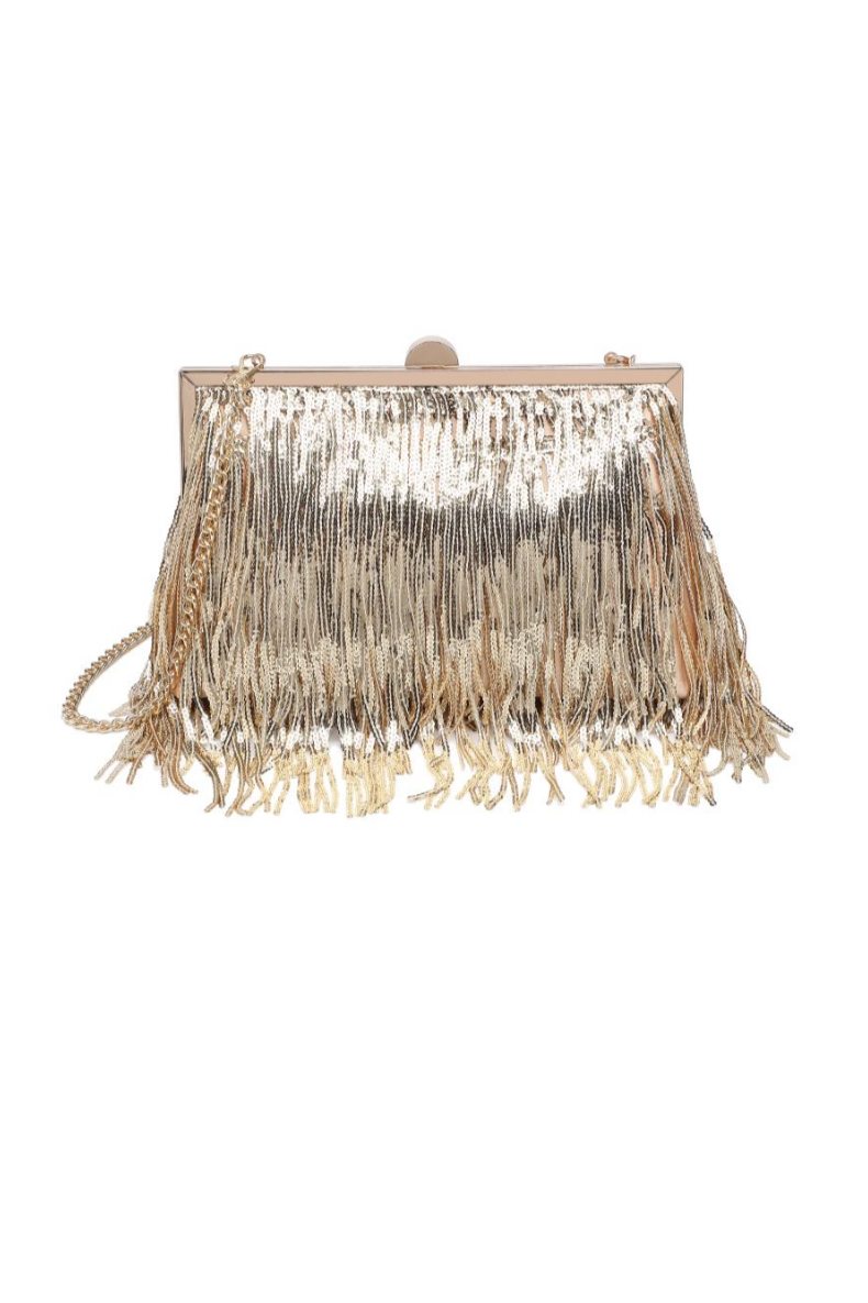 The Golden Hour Fringe Clutch [Gold]