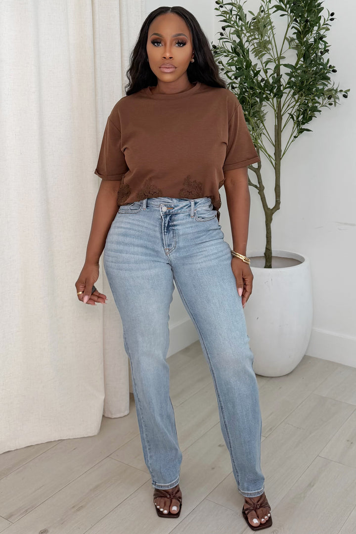 The Valen Lap Over  Straight Leg Denim [Light Wash]