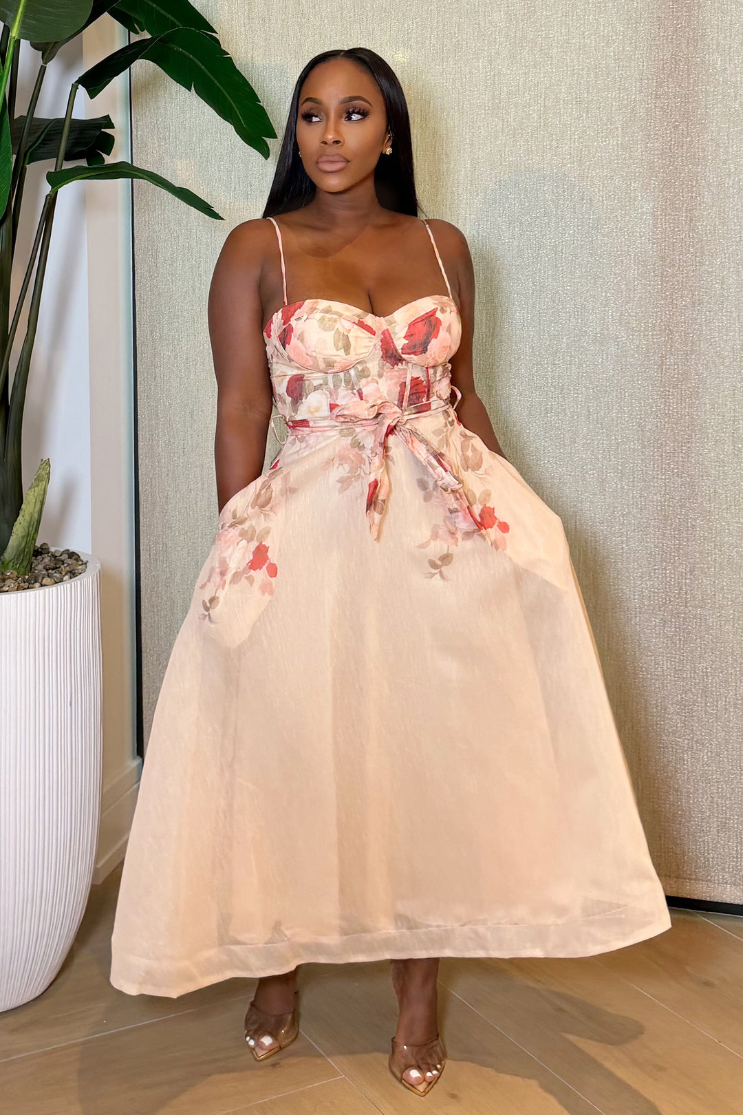 Blossom Belle Midi Dress [Ivory Floral]
