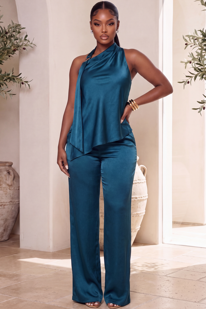 The Elara Satin Drape Set [Teal]