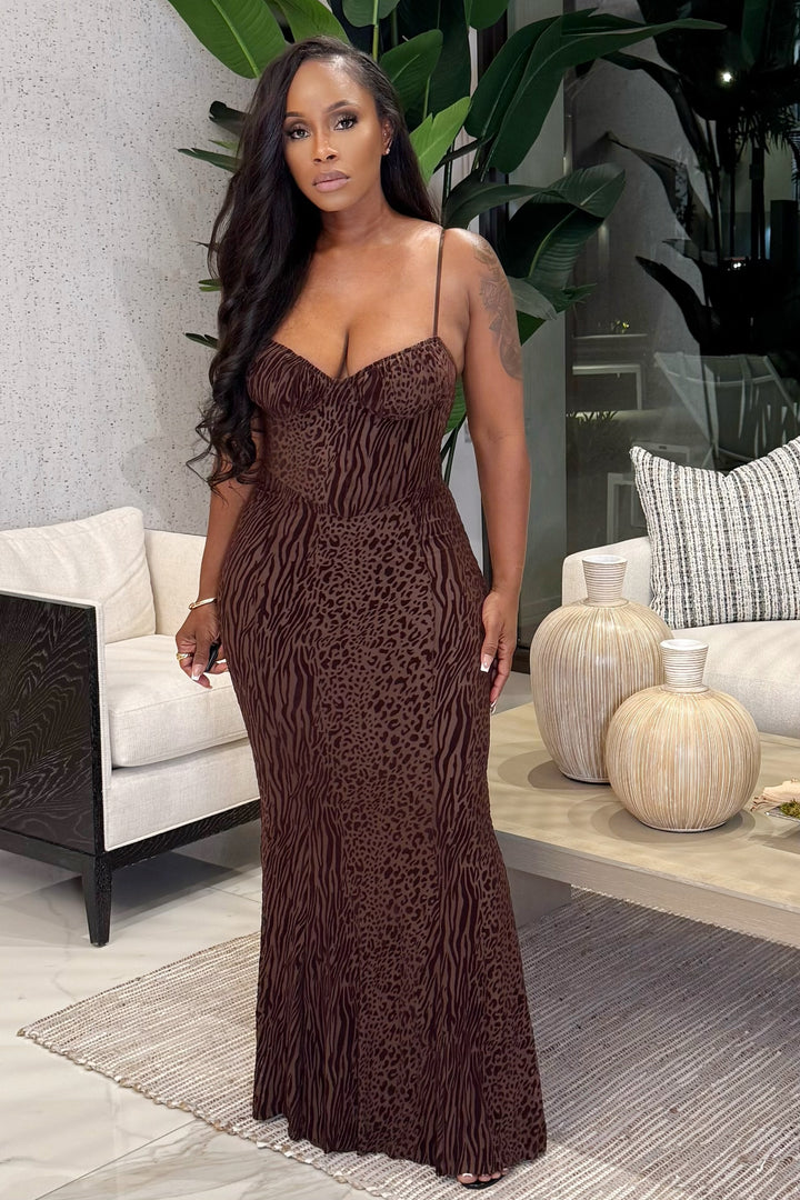 The Wild Essence Dress (Mocha Animal)