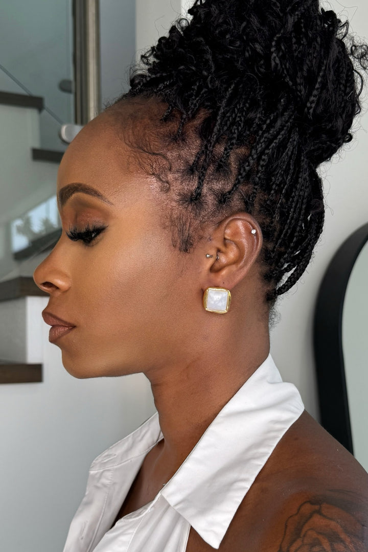 Pearl Square Earring