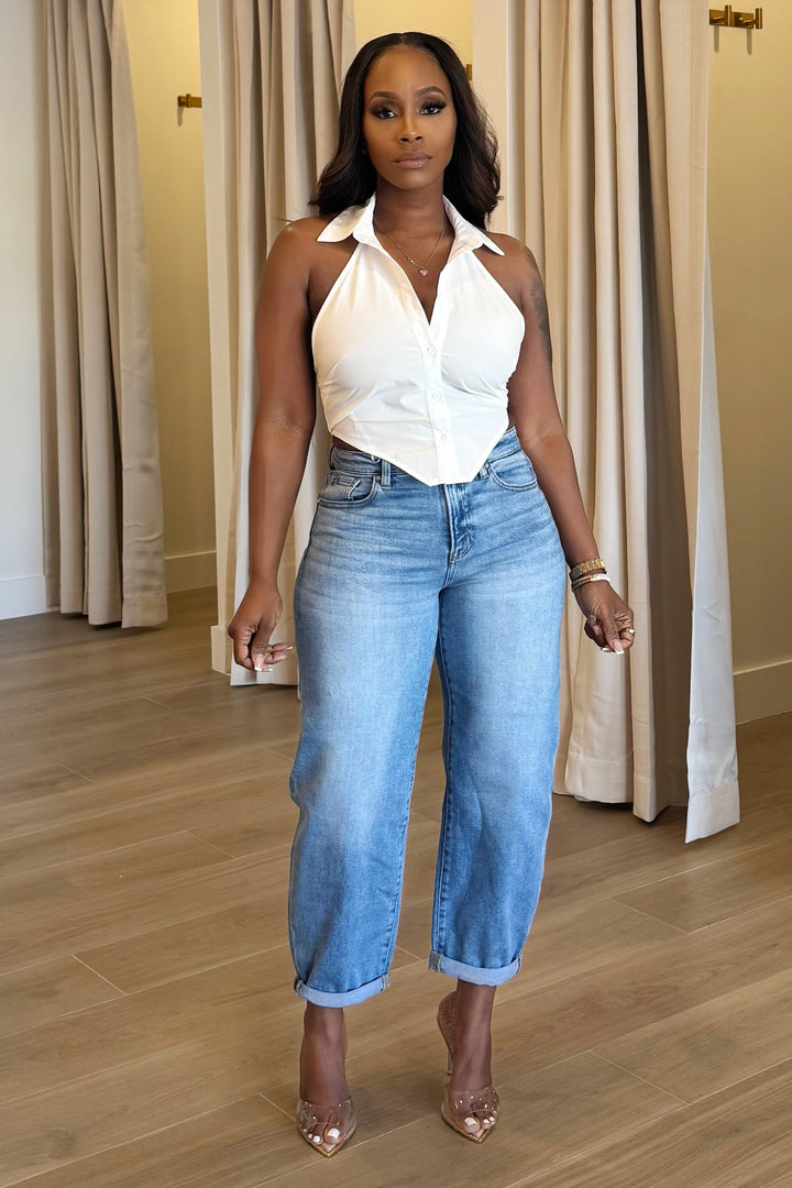 Barrel Cuff Baggy Denim (Light Wash)