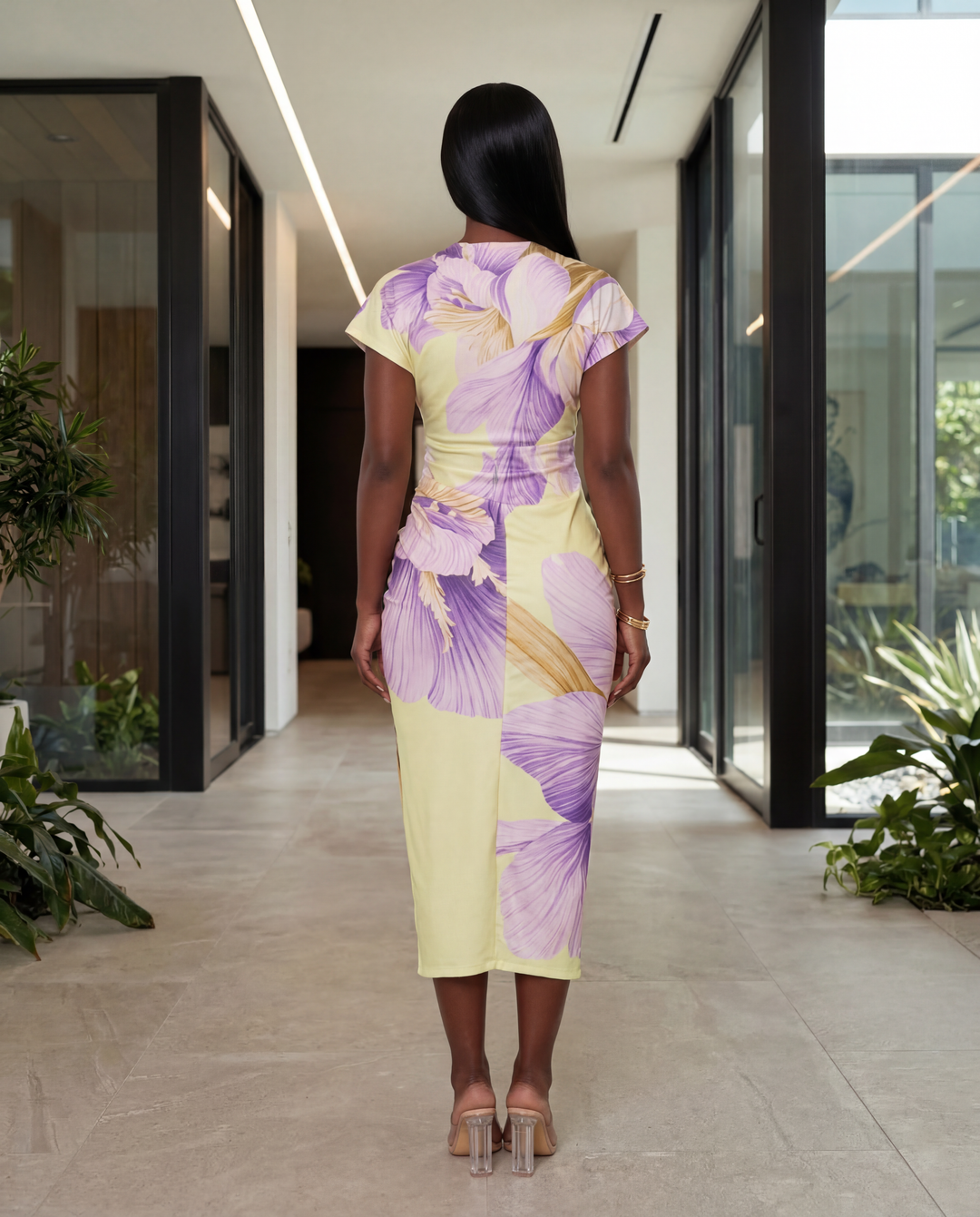 Iris Bloom Midi Dress [Lilac Floral]