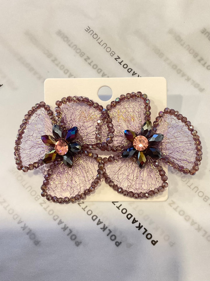 Organza Flower Statement Earrings