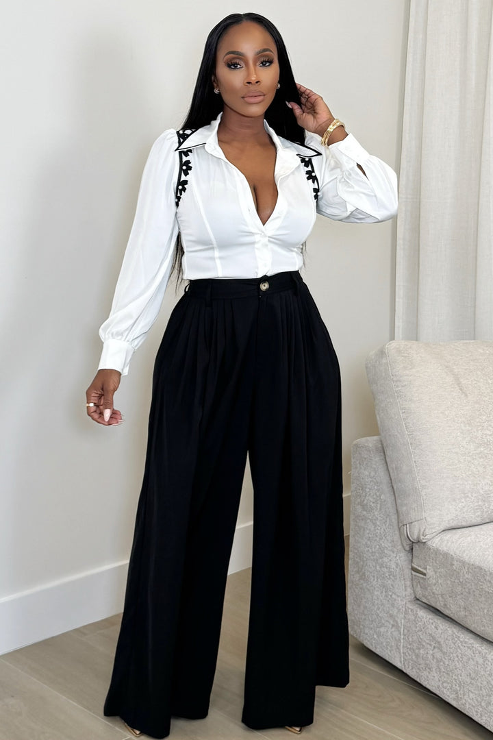 Power Flow High-Waist Pleated Pants [Black]