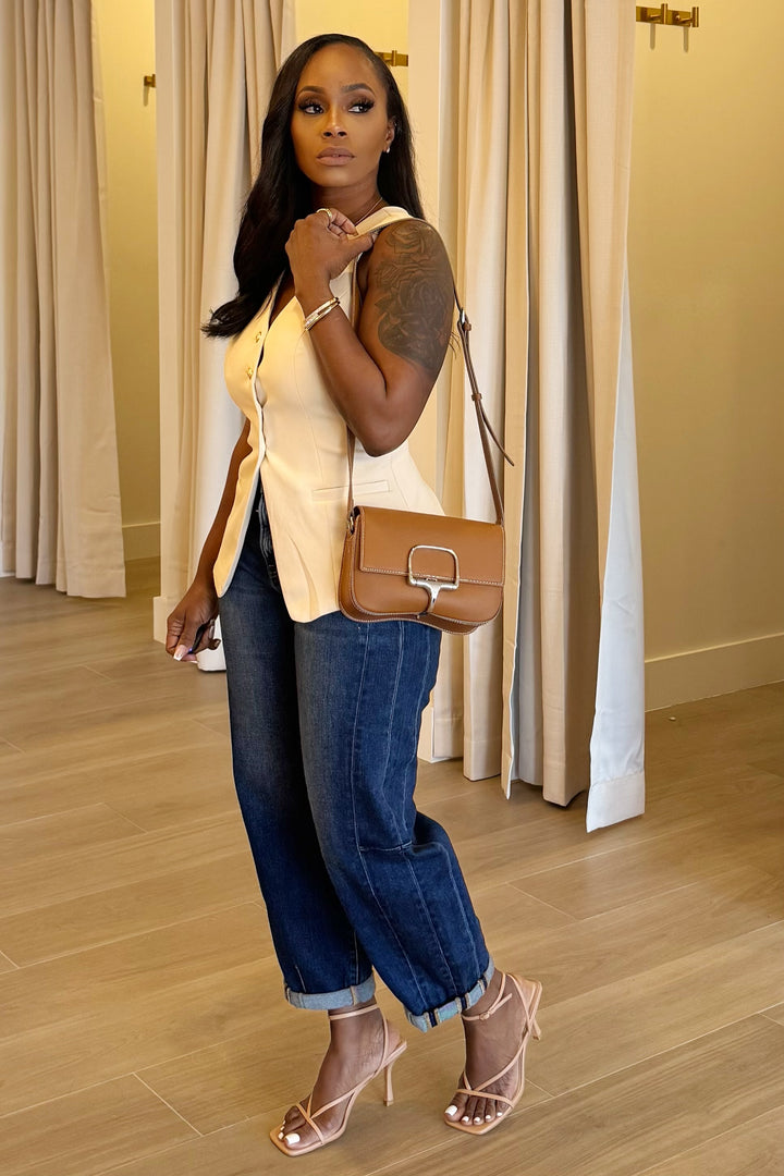 Buttery Soft Button Up Vest (Nude)